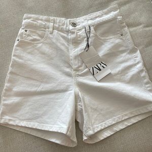 Zara white mom jean shorts